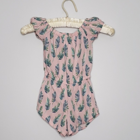 GINGERSNAPS Pink w Palm Leaves Spring Summer Romper for 2 yr old - Picture 4 of 6